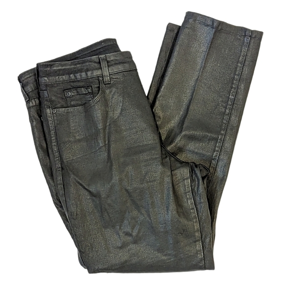Nydj black wax coated skinny jeans size 12 - Picture 2 of 11